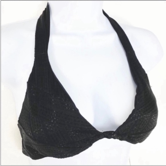 BECCA striped triangle bikini top NEW black - Picture 3 of 7